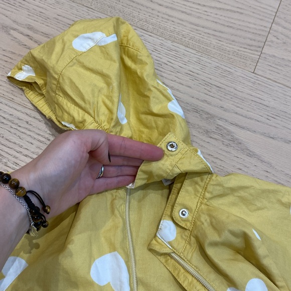H&M Coated Woven Cotton Jacket, Hearts, Yellow/White, Toddler, Kids 3T (2-3 yrs) - Picture 6 of 11